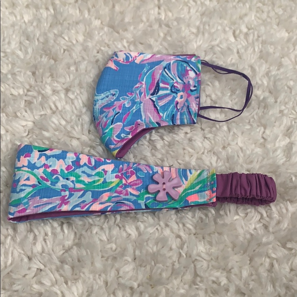 Lilly Pulitzer face mask and headband